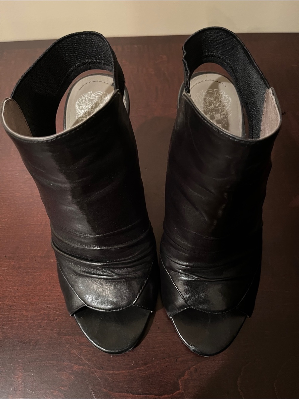 Vince Camuto Black Leather Open-Toe Slingback Mules